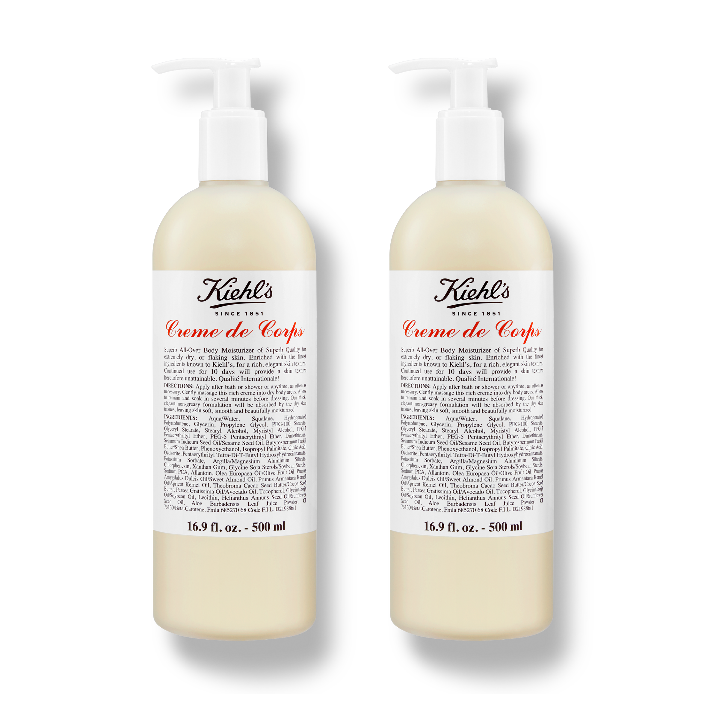 Kiehl's Creme de Corps Body Lotion with Cocoa Butter 500ml Duo